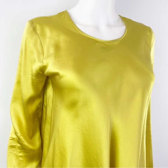 Forte Forte La Seta Chartreuse Yellow Long Sleeve Blouse 100% Silk Size 0 US XS - Picture 4 of 8